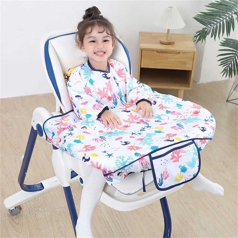 Bibs Burp Cloths Feeding Bib for Baby Boys Girl 6M-4Y Waterproof Bib Apron Smock with Table Cover Infant Mess-Free Kid Full Coverage BibL4812