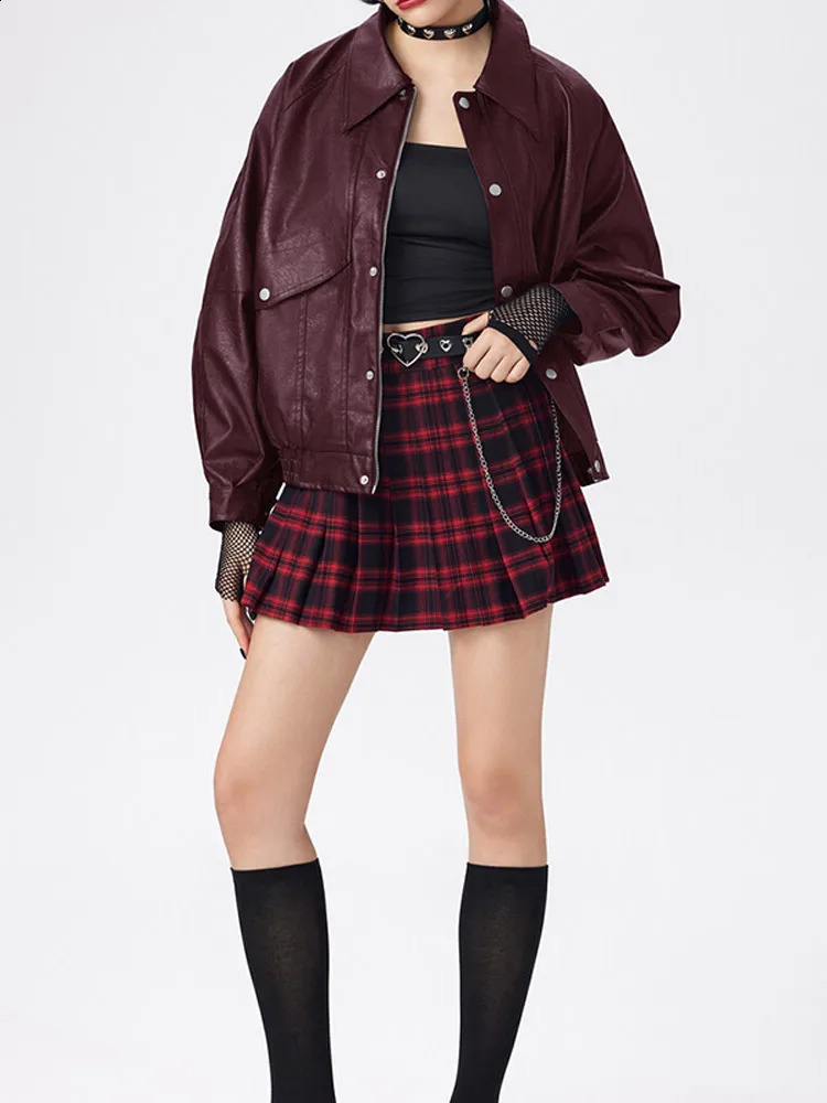 Women Chic Solid Single-breasted Zipper Bomber Jacket Vintage Lapel Long Sleeve Pockets Loose Coat 2024 Ladies High Streetwear 240809