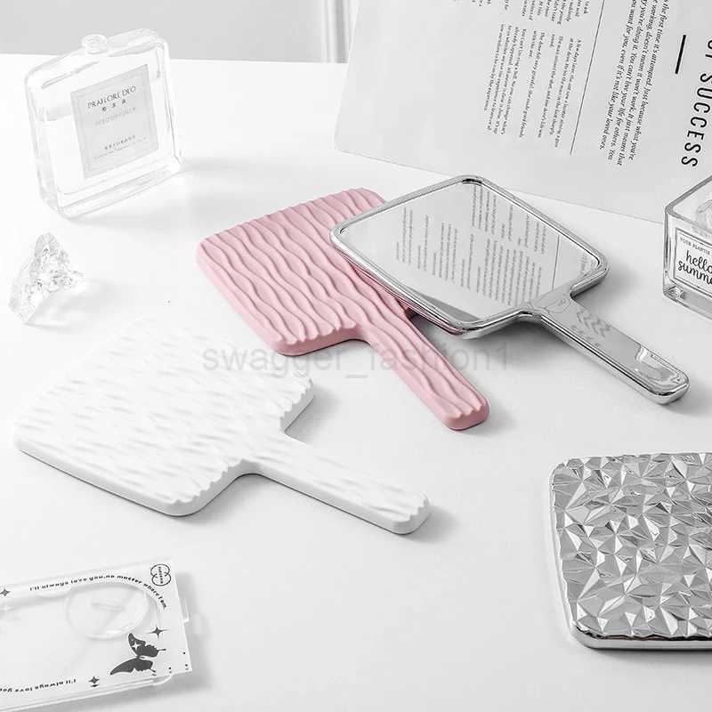 1PCS Square Mirror Mini Hand-held Desktop Cosmetic Mirror Makeup Mirror Travel Metallic Portable Beauty MirrorXJ240813
