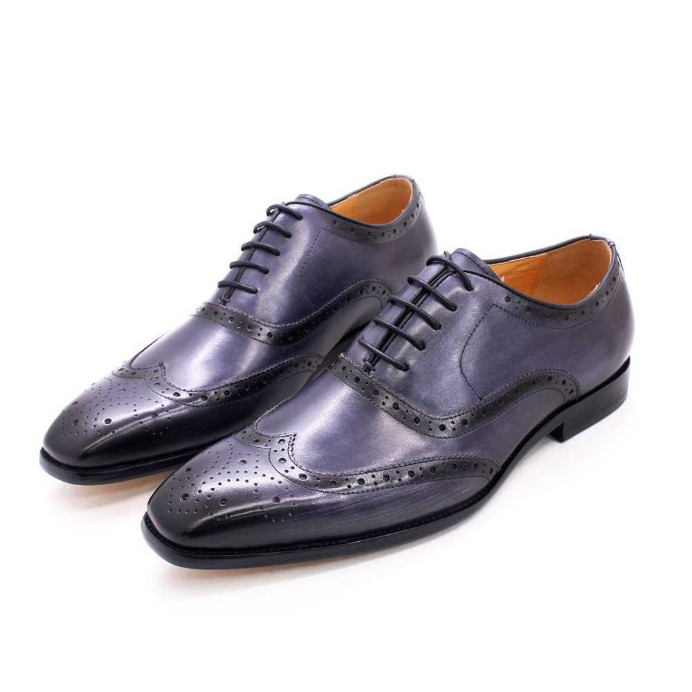CMM British Style Block Leather Mens Shoes Handmade Mens Oxford Shoes Business Casual Leather Shoes Mens