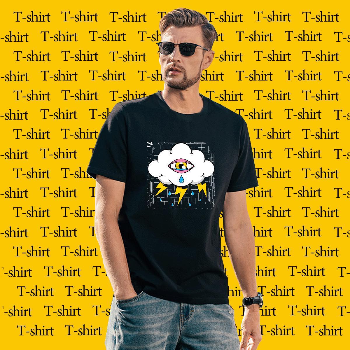 Man T Shirts 230g Cotton eyes Anime Printing Street Round Neck Short Sleeve Graphic Couples T Shirts Wholesale TOP Quality Tees