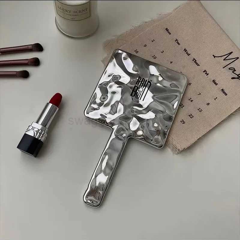 Beauty Salon Handle Mirror Hand-held Make-up Silver Small Mirror Dressing Room European Style Makeup Mirror Skin Management ToolXJ240813