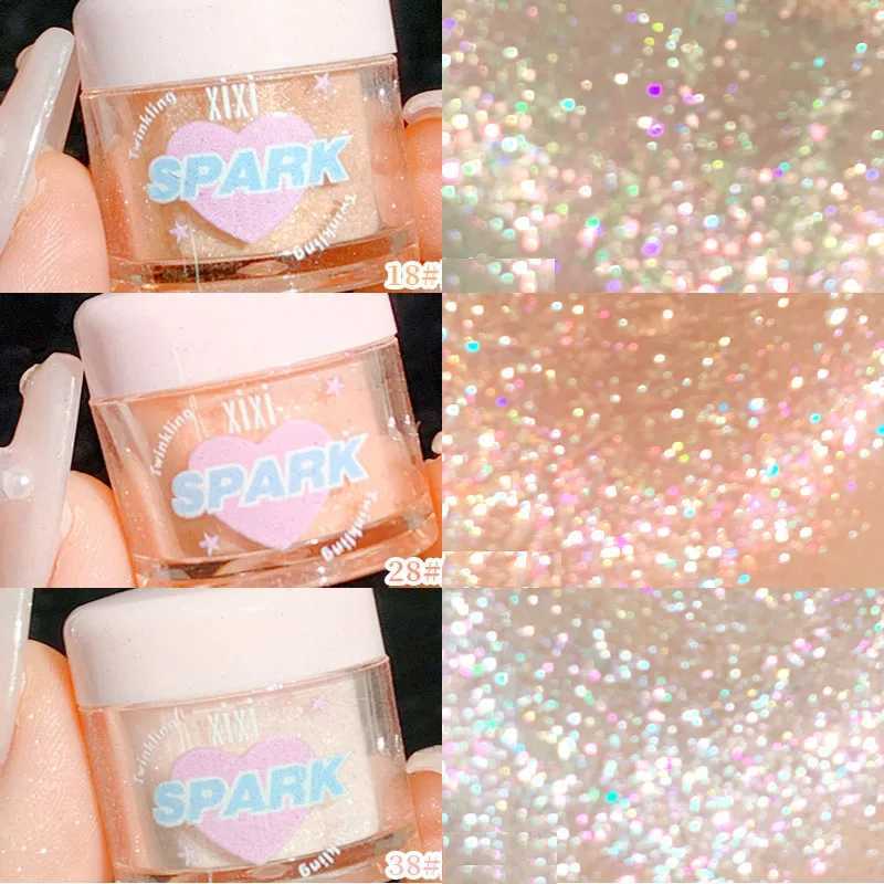 Gold plated pink pearl fluorescent powder high gloss glitter pine powder white moonlight shimmer powder facial and body fluorescent makeup W240812