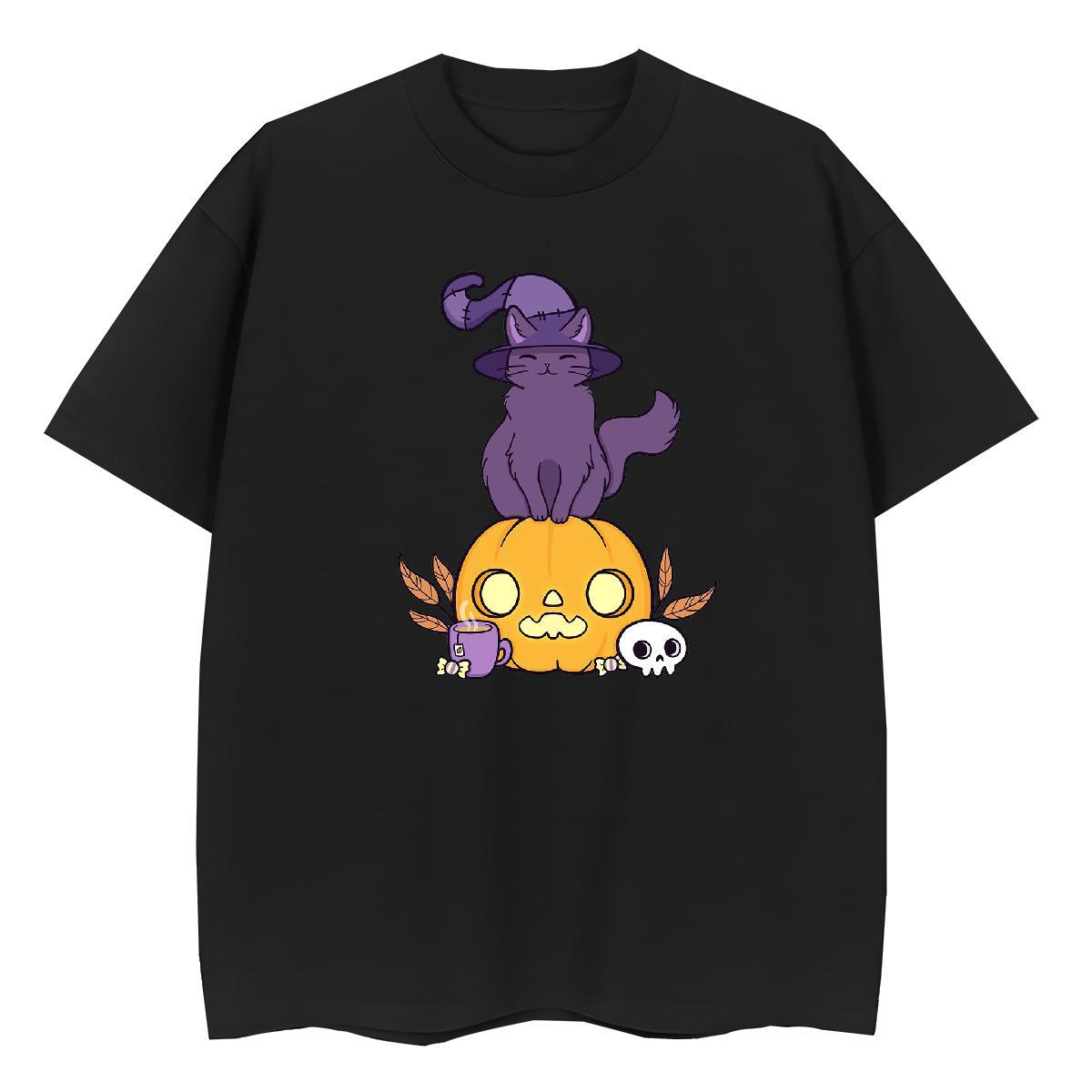 Cool Design T-Shirts for Men pumpkin Breathable Casual Custom Cartoon 230g Pure Cotton Men Clothes T-Shirt DIY Customized Tops Tees