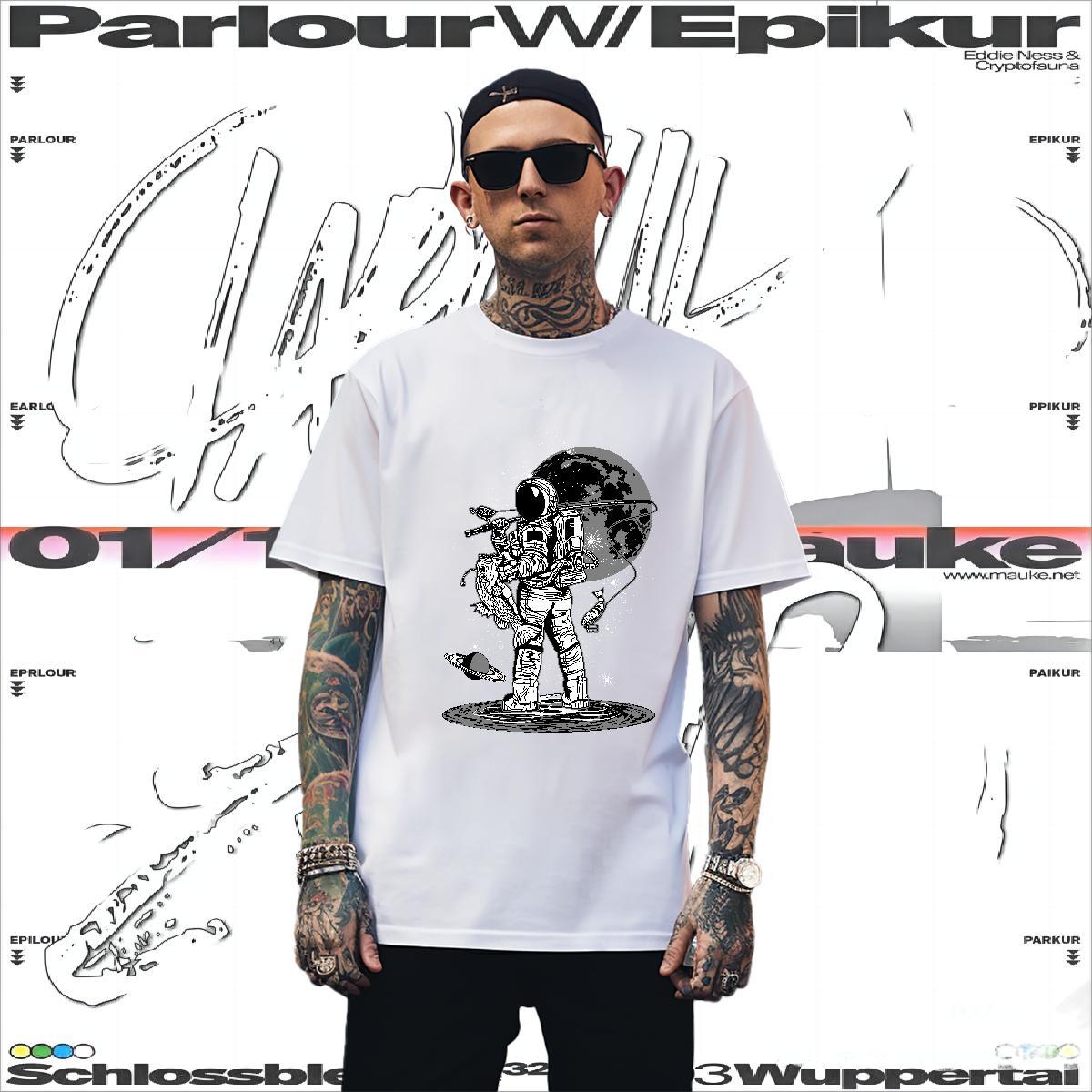 Mens T Shirts 100% Cotton 230g planet Casual Beach Breathable Short Sleeve Black White Men Tops Tees New Designer Classic Wear