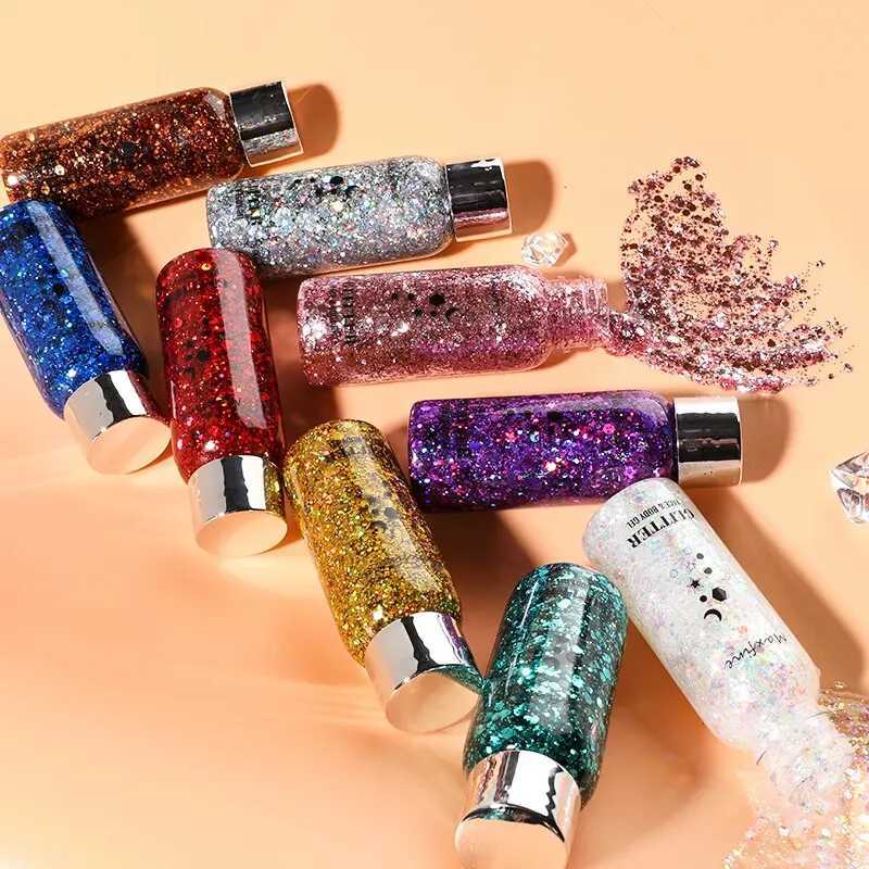 Full fat gel sequins dazzling color dresses eye and hair highlights long-term powder is not easy to remove makeup flowers W240812