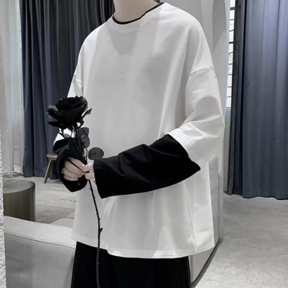 Chic Spring T-shirt Casual Men T-shirt Long Sleeves Thermal Plus Size Comfortable Spring T-shirt 240812