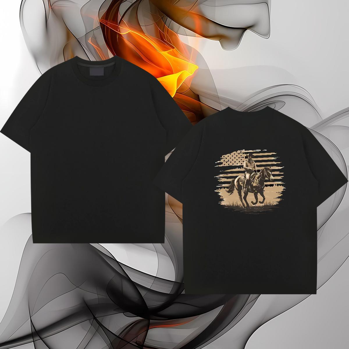 Designer T Shirts Men horse Breathable Crew Neck Sport Custom Print Plus Size 230g 100% Cotton Men Tshirts Designer Fashion Polos