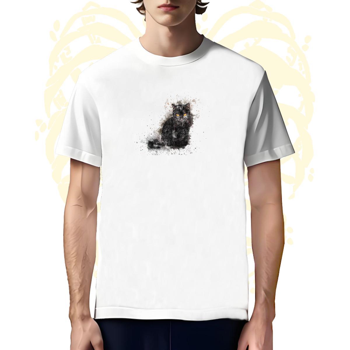 Cool T Shirts Men cat Short Sleeve O-Neck Outdoor Custom Big Size 100% Cotton 230g Men Tees Classic Wear