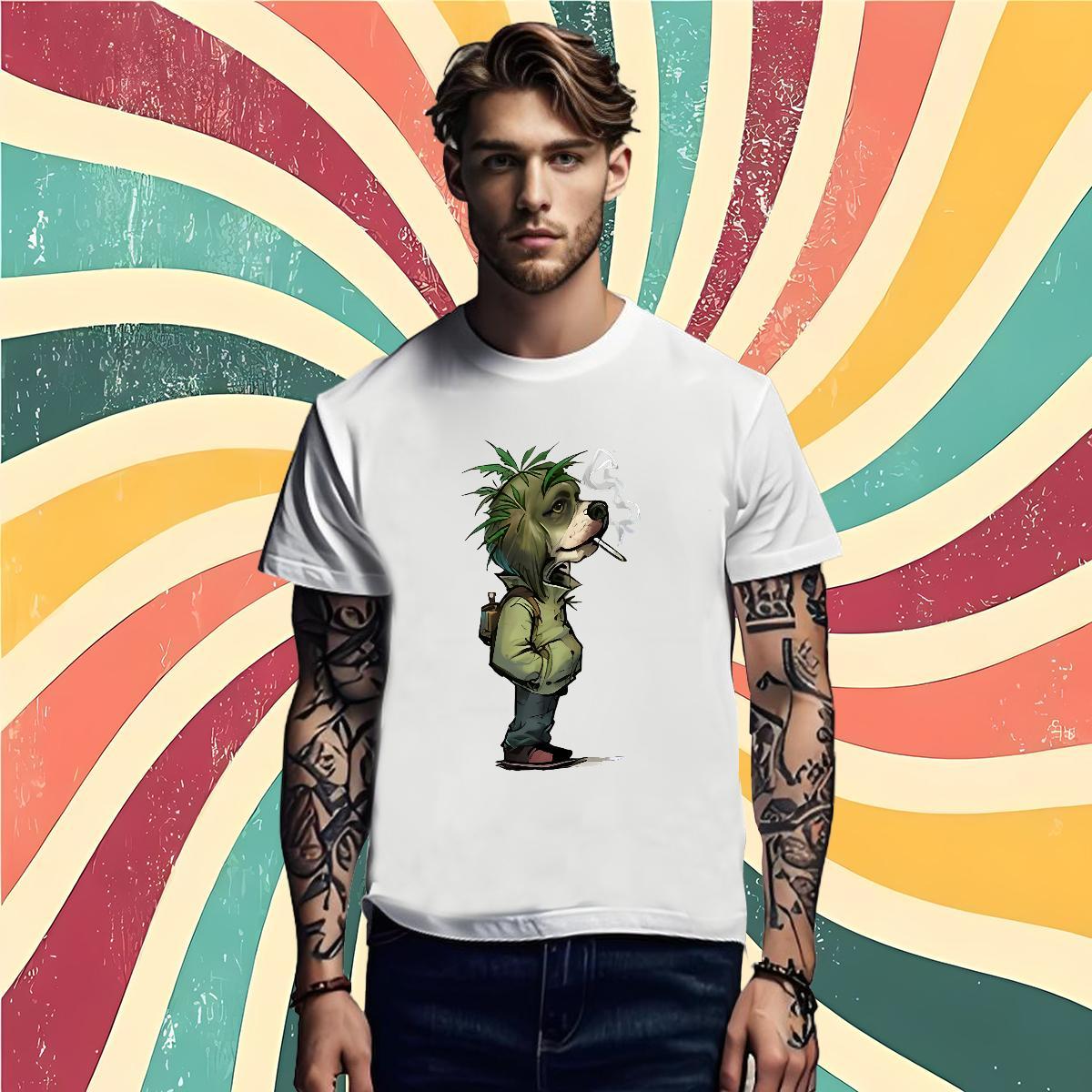 Brand Mens Tshirts dog Sports Casual 230g 100% Cotton Tees Breathable Soft Free Shipping Mens T Shirts Skull
