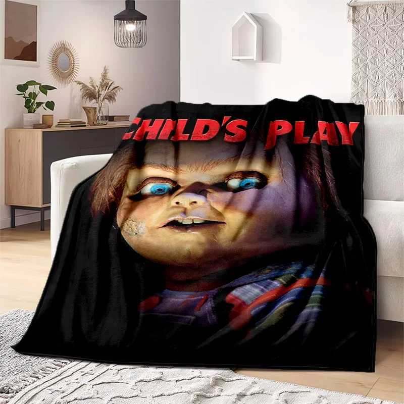 Halloween Throw Blanket Horror film Chucky Annabelle Blanket Soft Home Plush Sheet Sofa Cover all Seasons Travel Warm BlanketXJ240813