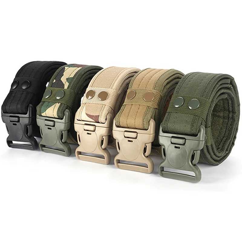 Mens camouflage combat canvas belt high-quality and quick release tactical Oxford cloth belt outdoor hunting nylon work belt W240807