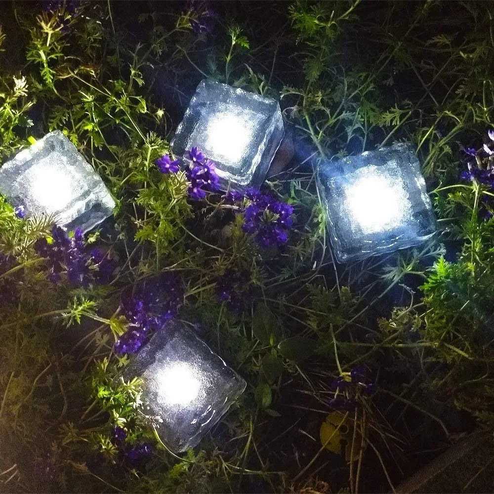 10PCS Outdoor Waterproof Garden Pathway Floor Glass Solar Ice Cube Brick Paver Rock Landscape Led Lamp Lights for Festival CL240813