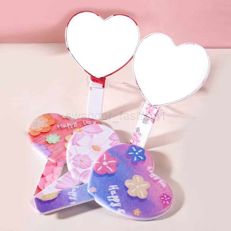Travel Portable Hand-Held Makeup Mirror Flowers Love Shape Vintage Mirror Mini Desktop Cosmetic Mirrors 7 Styles Beauty MirrorXJ240813