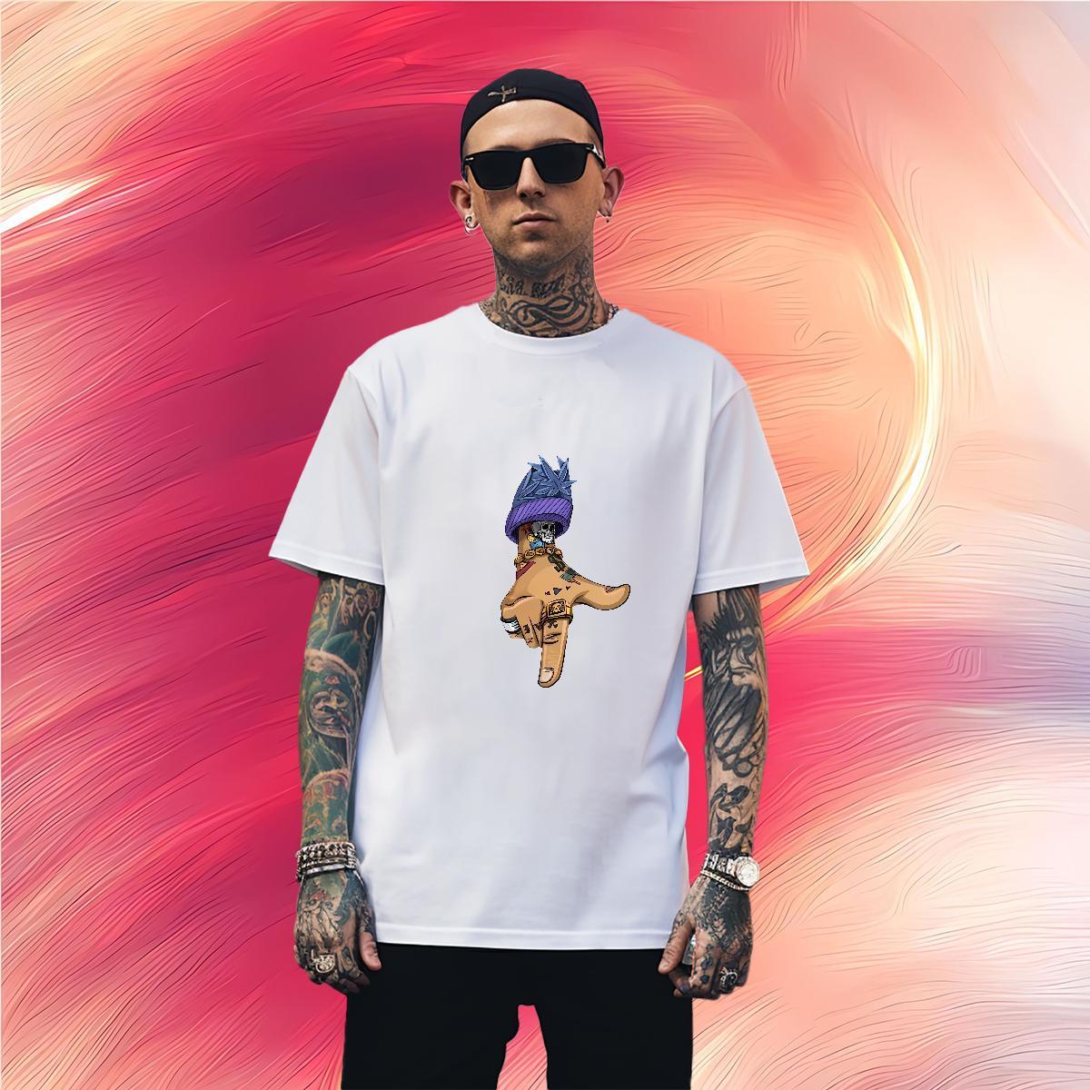 Comfortable hands T-Shirts for Men Street wear Hip Hop Men Tshirts 230g Cotton Fashion Designer Short Sleeve Soft Anime Print Polos