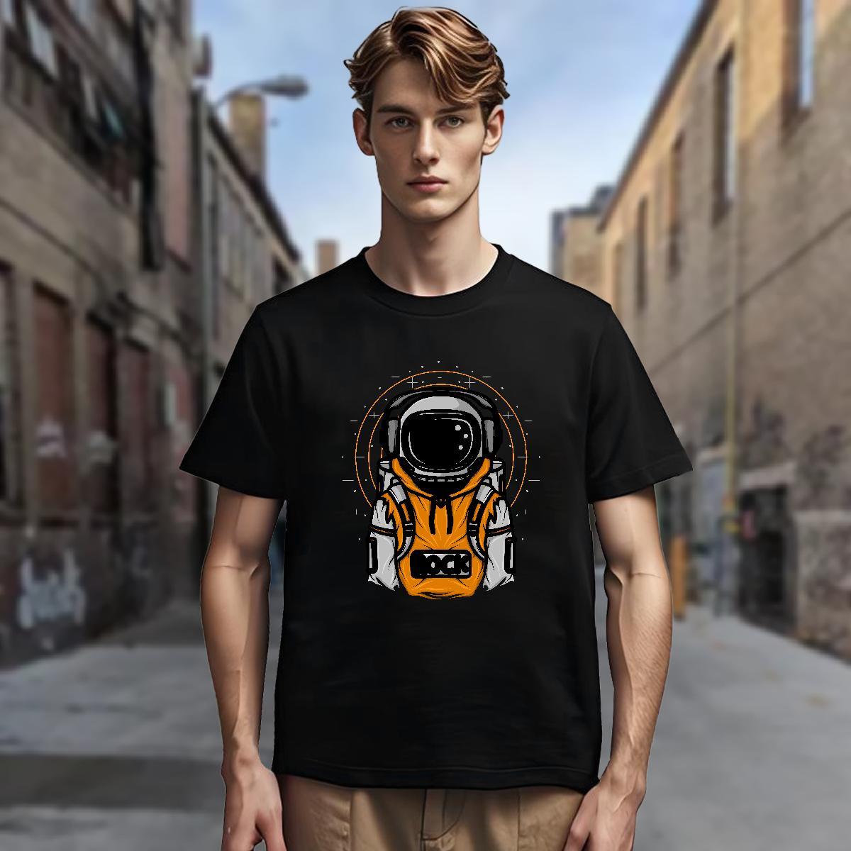 T-Shirts for Men 230g Cotton cosmonaut Hip Hop Street Breathable Soft Custom Printing Men Tshirts Stylist Cool Design Top Tees