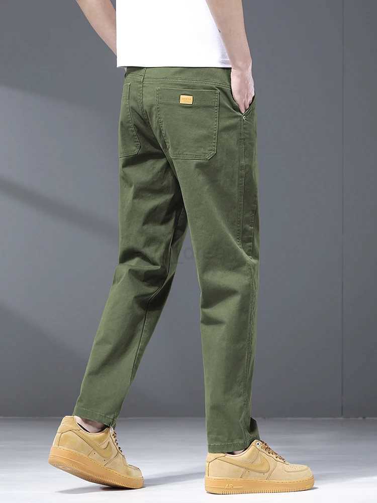 5 Colors Spring Autumn Mens Cargo Pants 97% Cotton Retro Splicing Work Straight Jogger Trousers Loose Casual Brand PantsXJ240813