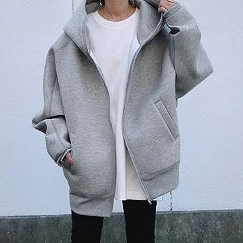 spring large size casual hooded sweater 8XL 7XL 6XL womens fashion zipper pocket fleece hooded sweater 240812