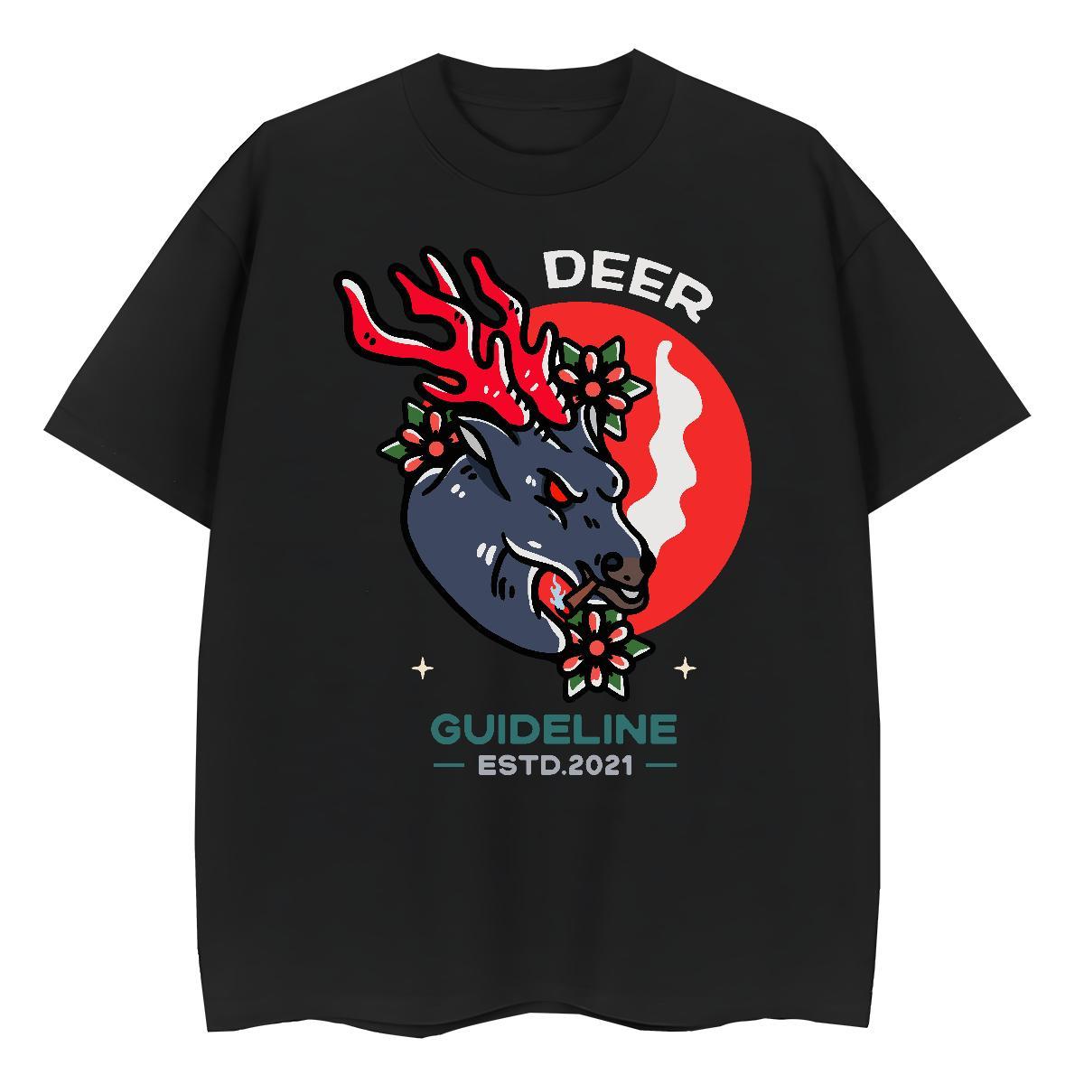 Cool Design Tshirt for Man Woman Street Casual 230g Pure Cotton Customized Print Breathable Short Sleeve Deer T-Shirts for Men 2024 New Tees Shirts
