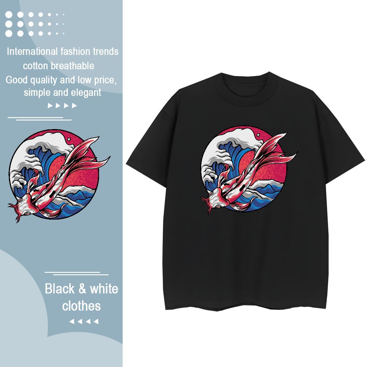 Loose T Shirts Men Breathable Crew Neck Casual Daily Wear Cartoon Print 230g Cotton Mens Tshirts Stylist Tops