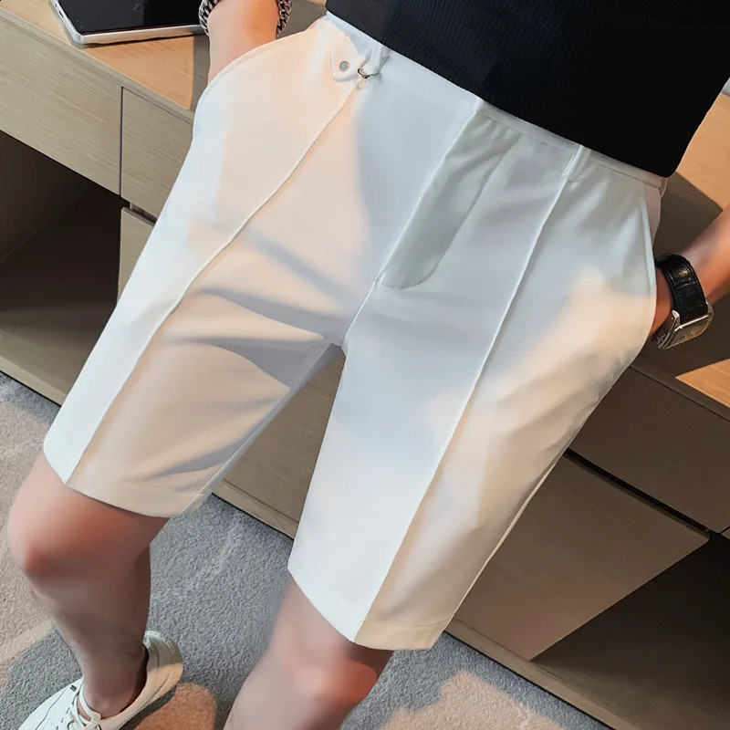 Mens Short Summer Knee Length Thin Elegant Shorts For Men Clothing 2024 Business Casual Slim Fit Office Short Homme Plus Size 240812