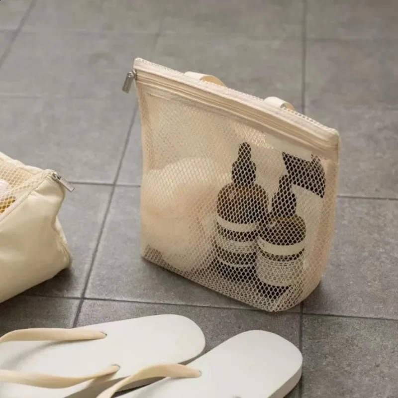 Mesh Makeup Toiletry Storage Bags Handbags Portable Travel Washing Body Shower Tools Organizer Hanging Cosmetic Pouch 240812