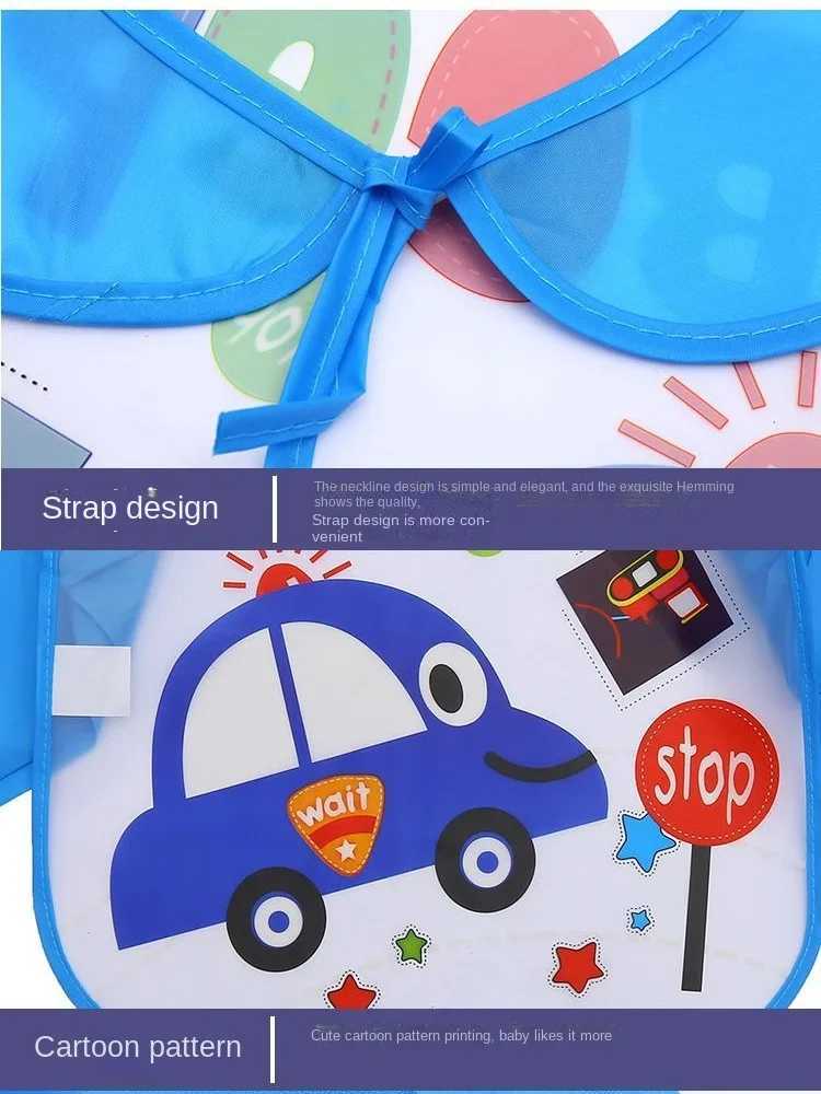 Bibs Burp Cloths 1Pcs Cartoon Animal EVA Waterproof Baby Apron for Infant Long Sleeve Children Feeding Scarf Apron Smock Bandana Bibs Burp ClothL4812