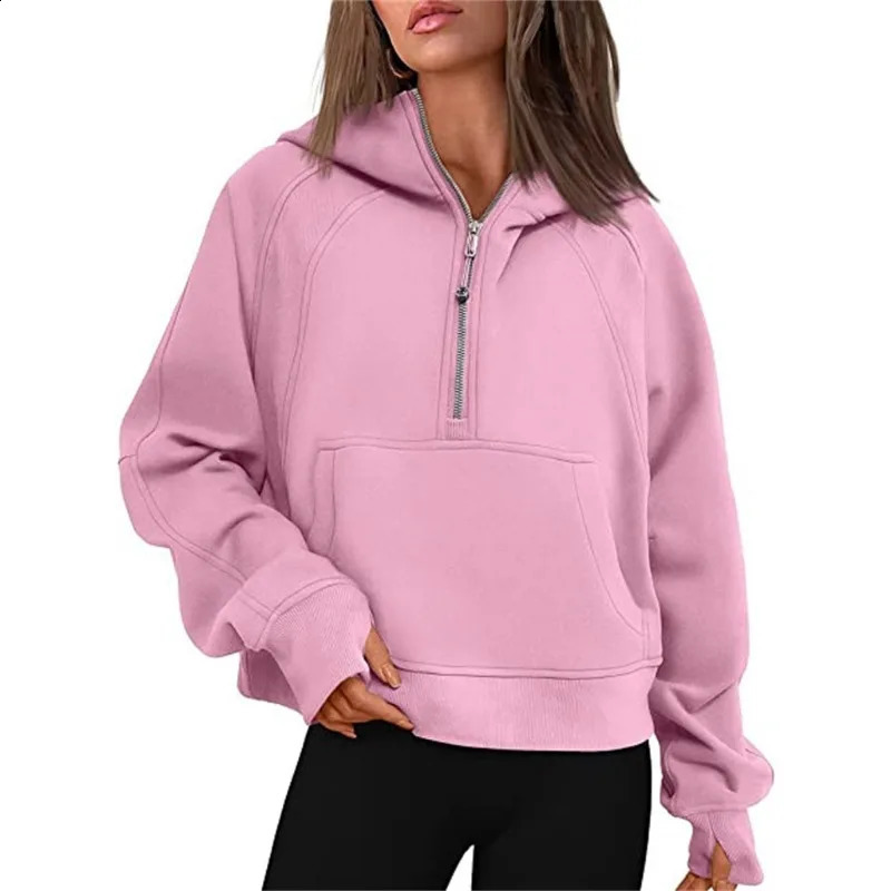 Y2K INS Autumn Winter Long Sleeve Casual Loose Hooded Sweatshirts Fleece Pullover Top with Pockets Outwear Womens Zip Up Hoodies 240812