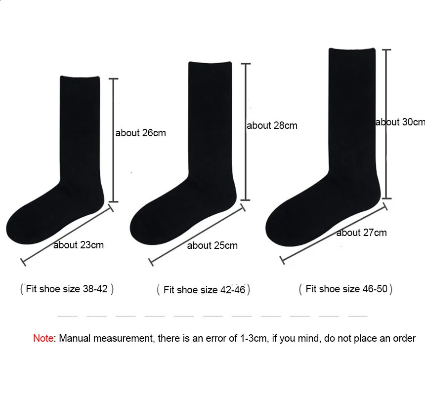 6 Pairs Large Mans Cotton Office Socks Long Solid White Black Mid-Calf Business Formal Sock Casual Plus Size 45 47 48 49 50 240812