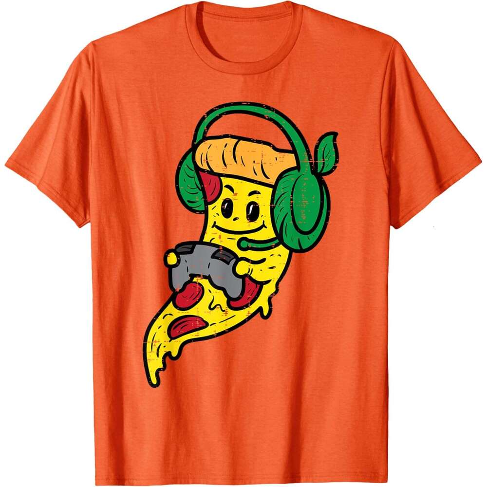 2025S Fashion Designer T Shirt For Mens Gamer Pizza Video Gaming Funny Food T Shirt Shirts Tshirt Graphic Tee Casual Tops Clothes Short Sleeve