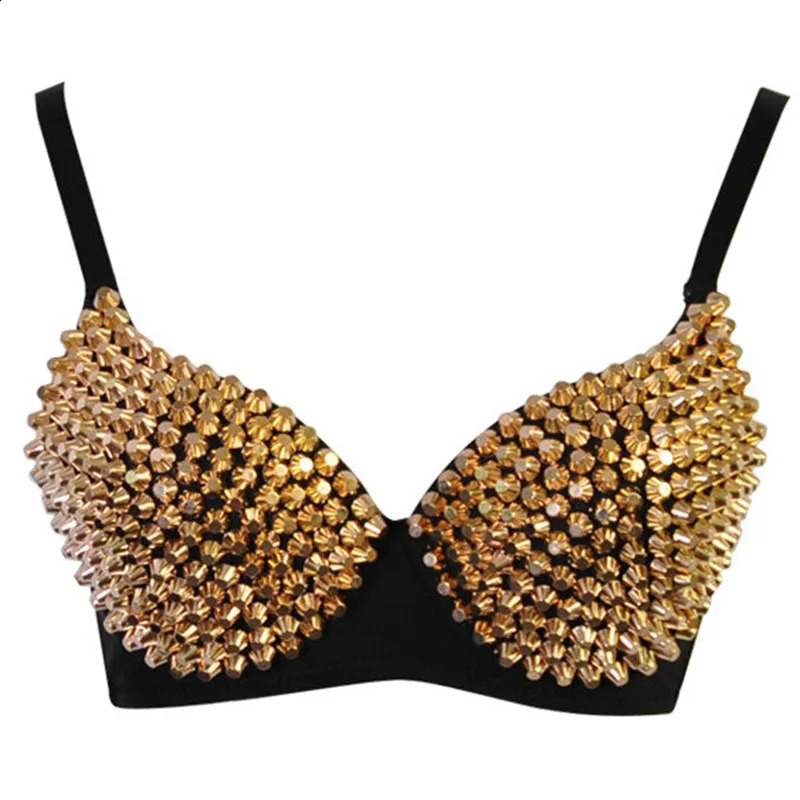 Silver Rivets Punk Rave Bralette Lingerie Gothic Bra Top Sexy Push Up Brassiere Nightclub Party Bar Fashion Bras For Women 240812