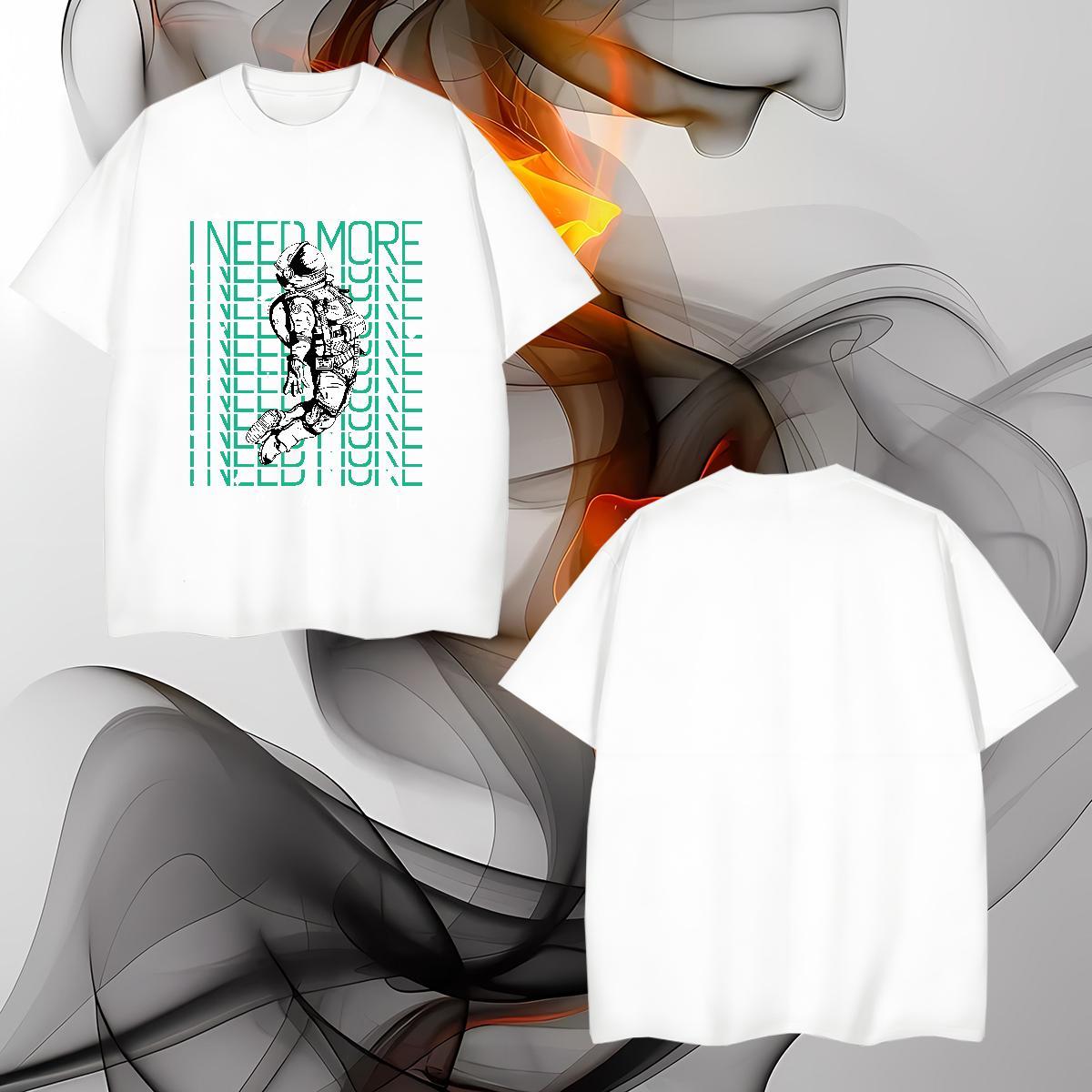 T Shirt For Man 230g 100% Cotton spaceman Summer Casual Breathable Short Sleeve Custom Print Oversized Men Tops Tees 2024 Popular Clothes