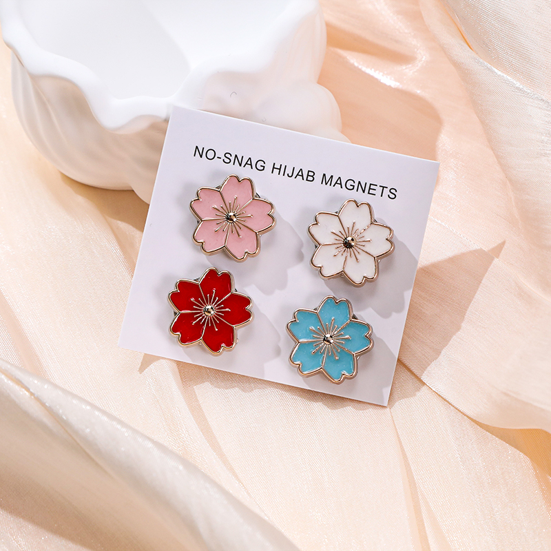 Cherry blossom buckle scarf silk scarf headscarf collar clip magnetic buckle brooch clip decorative fixed anti light magnetic buckle