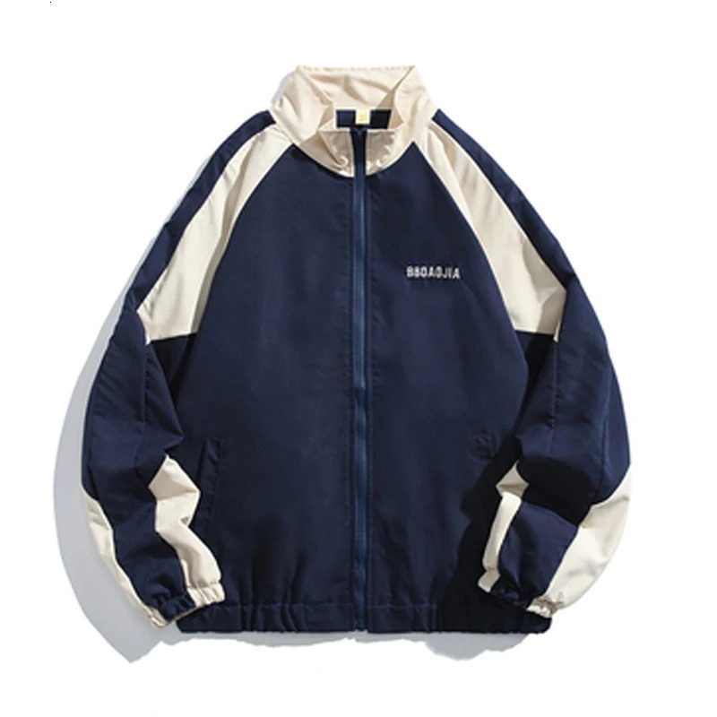 Japanese colored vertical collar mens jacket Harajuku fashion loose casual baseball set couple high street oversized 240812