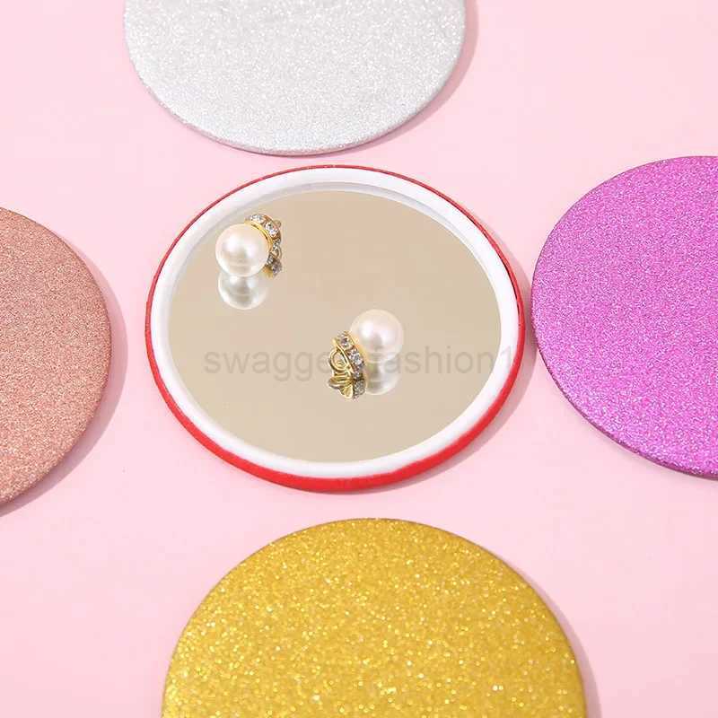 1/3pcs Portable Mini Mirror Simple Solid Color Girl Portable Makeup Mirror Small Pocket Sequin Student Small Round MirrorXJ240813