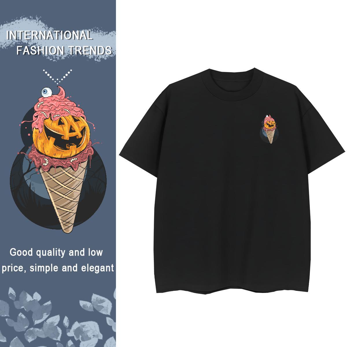 T-Shirts for Men 230g Cotton Halloween Summer Casual Breathable Crew Neck Black White Couples T Shirts Classic High Quality Tees Shirts