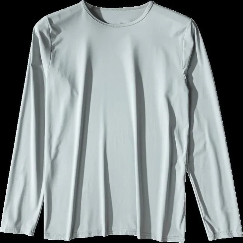 Mens T-Shirts Long Sleeve Slim Men T-Shirt Young Man Solid Autumn Tops Tees Shirt O-Neck For Male Boys Tshirt 240812