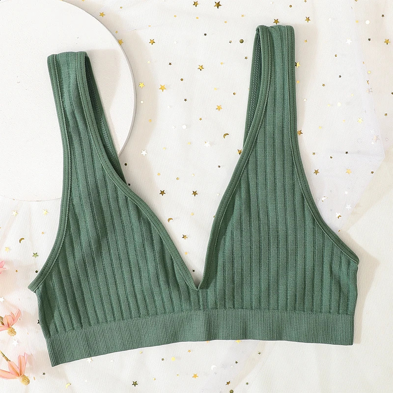 Deep V-neck Seamless Bra Push Up Bras For Women Bralette Sexy Lingerie Female Low Back Sleep Underwear Unlined Crop Top 240812