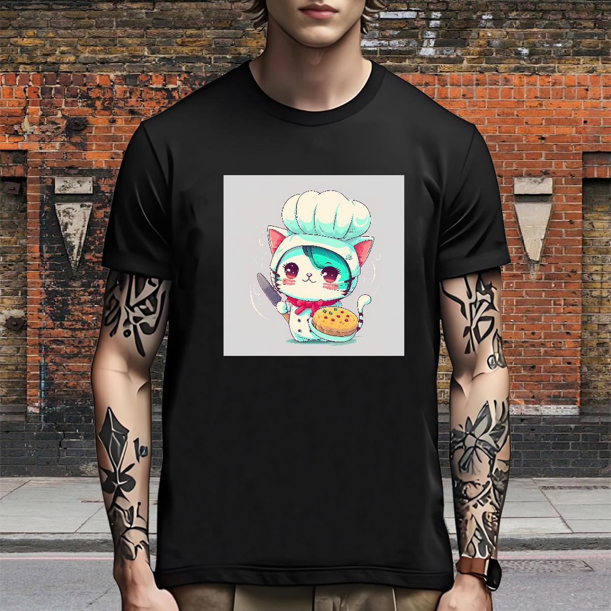 Wholesale T shirt cat Breathable Crew Neck Beach Custom Cartoon 230g Cotton Tshirt for Man Woman 2024 Designer Clothings