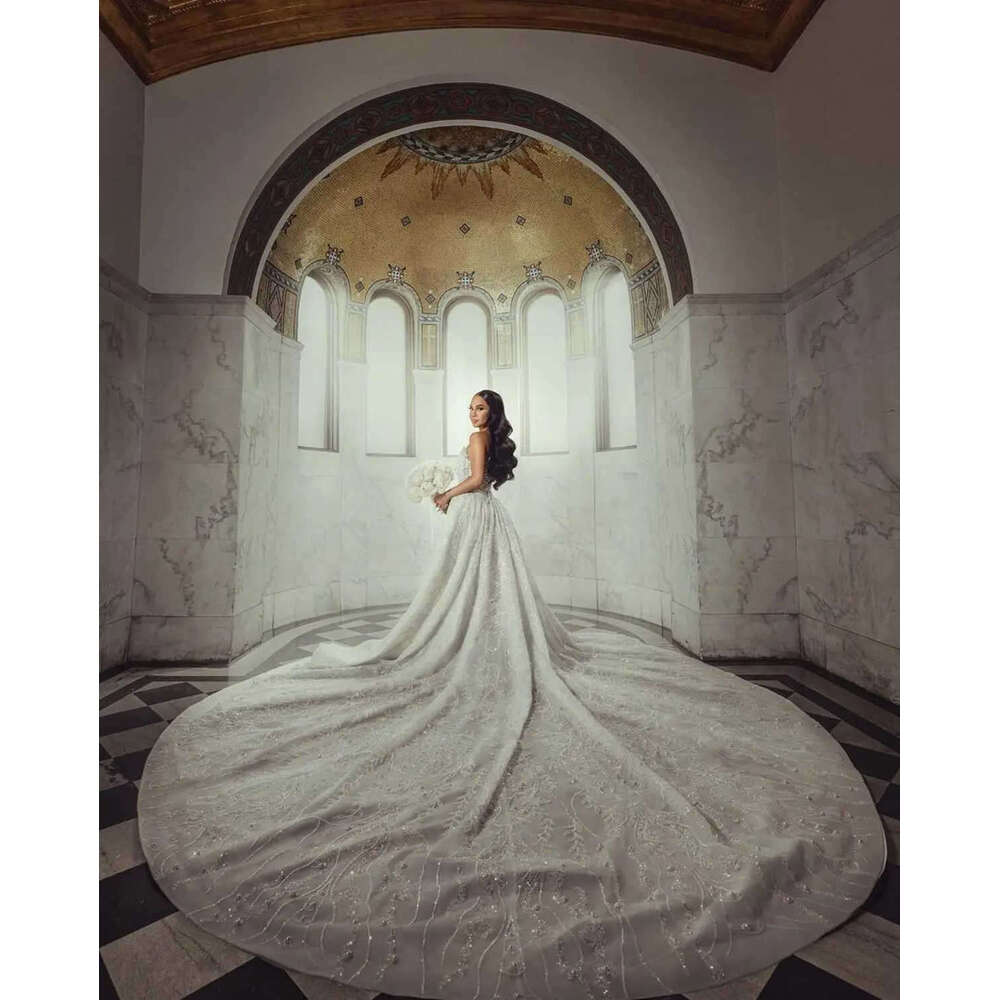 Eent Sheath Gown Wedding Dresses Beading Pearls Lace Strapless Bridal Gowns Big Custom Size Colour Vestidos De Novia 6660306