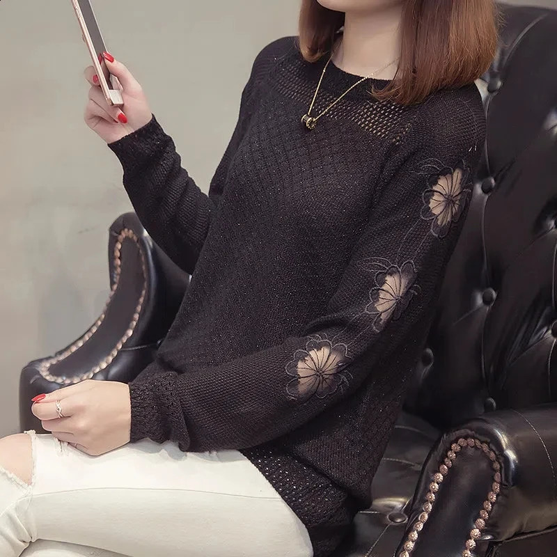 Spring Warm O-neck Flared Sleeve High Elastic 2024 Solid Color Knit Women Sweater Jumper O-neck Elegant Sweet Casual Pullov Top 240813