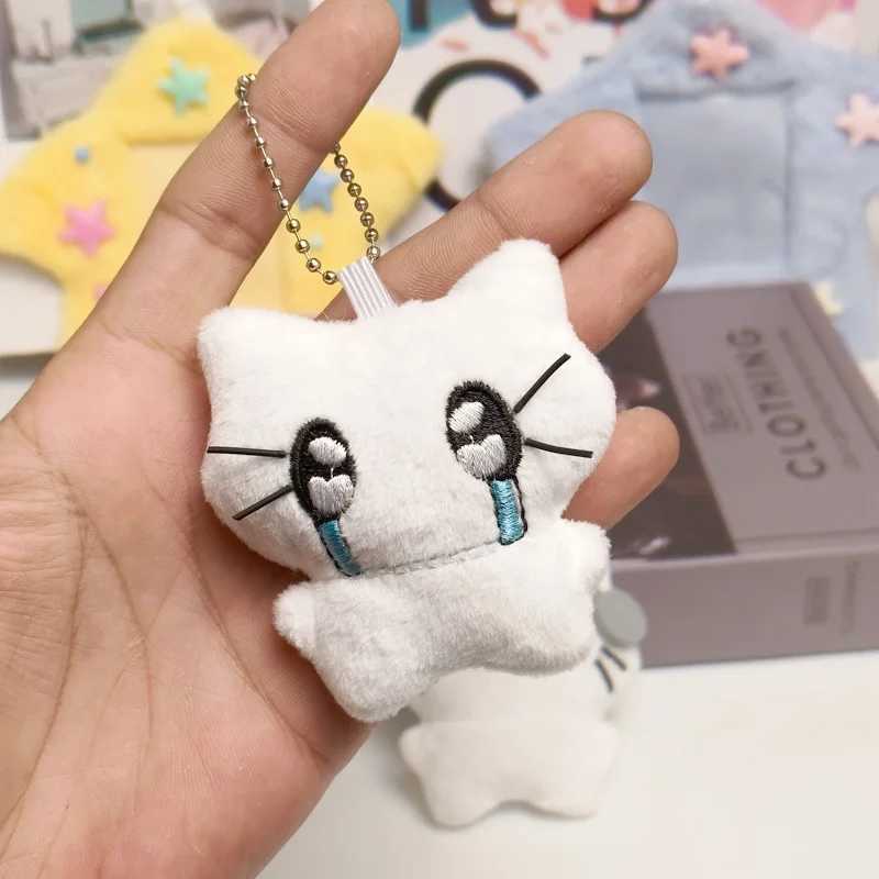 Cute headphones kitten couple keychain mini crying cat doll plush keychain for two mini cats keychain for bag pendant W240808