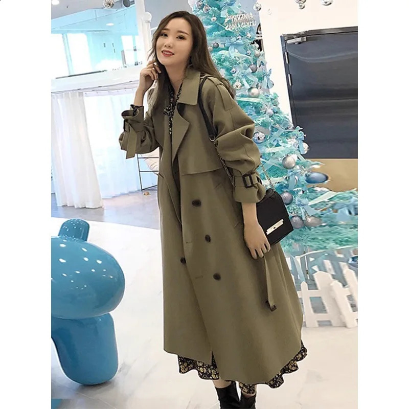 Wind Coat Womens Autumn Korean Style Medium To Long Coat Jacket 240813