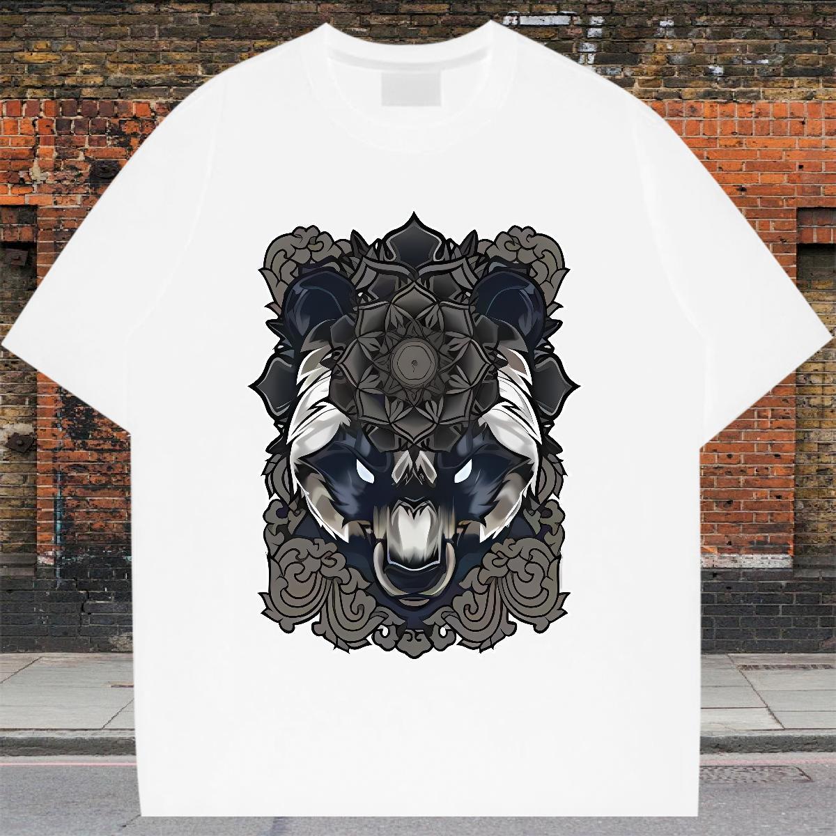 2024 Summer Couples T Shirts wolf Street Casual 230g 100% Cotton Clothes Breathable Soft Free Shipping T Shirts Men Anime Print