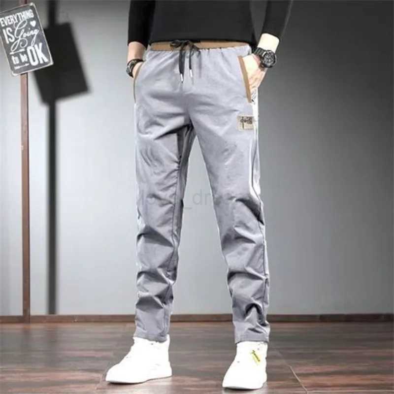 2023 New Mens Clothing Trousers Harem Drawstring Mid Waist Slim Autumn Winter Thick Classic Casual Business Solid Color PantsXJ240813