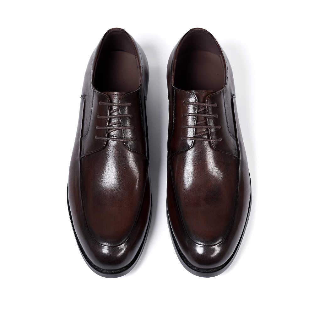 CMM Business Formal Leather Shoes Mens Highend One Piece Cowhide Made Derby Shoes Mens Formal Shoes