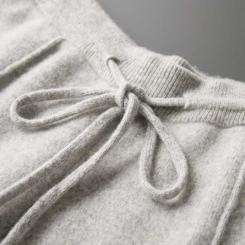 Mens new pure wool knitting pants Elastic waist middle seam Slim-fit pants thickened boxer pants keep warm and fashionableXJ240813