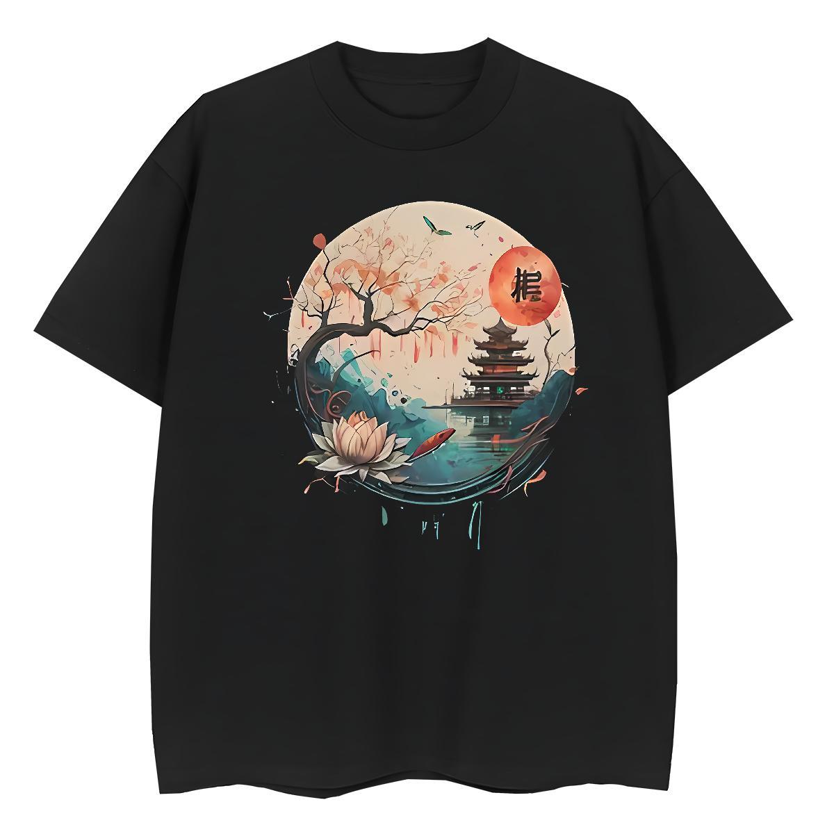 Unisex Man T Shirts Tower Breathable Soft Street Custom Printed 100% Cotton 230g Men Tshirts Free Shipping Polos