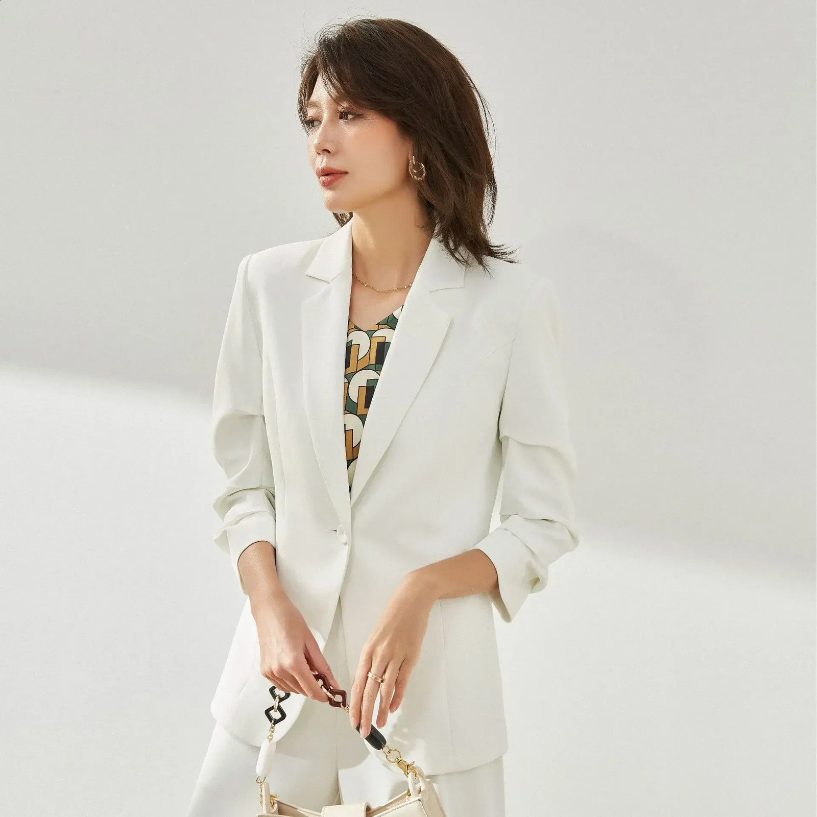 2024 Summer and Autumn Women Fashion Blazer Single-breasted Jacket Office Coat Elegant Slim Coat Blazer Simple 240813
