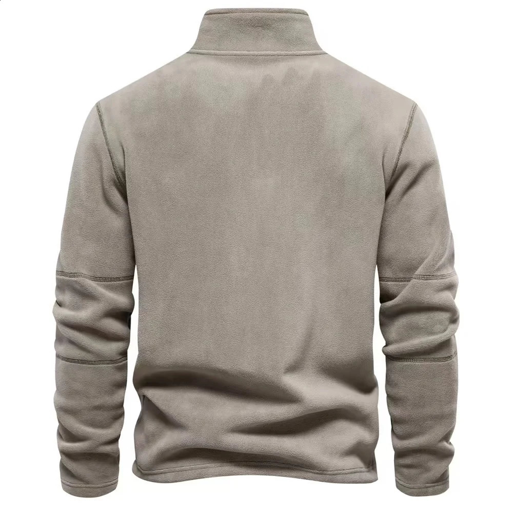Autumn Winter Windproof Jacket Mens Warm Wool Top Sportswear Casual Zipper Solid Color 240812